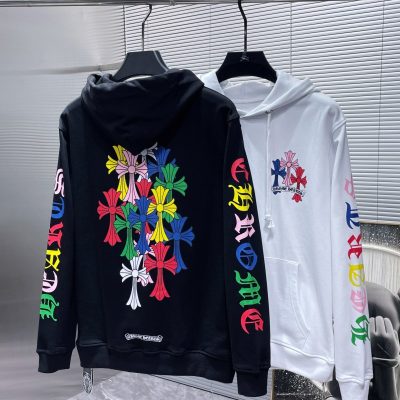 Chrome Hearts Multi Color Cross Cemetery Hoodie Black/White - AF-TDP1511C08