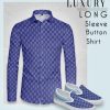 Combo Luxury GG " Sea Blue Pattern" Long Sleeve Button Shirt Matching Slip On-CCY-LRX-TDP17670