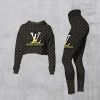 Limited Luxury Womens Hoodie Crop Top and Leggings Set CRF+DDK-TDP1002C43
