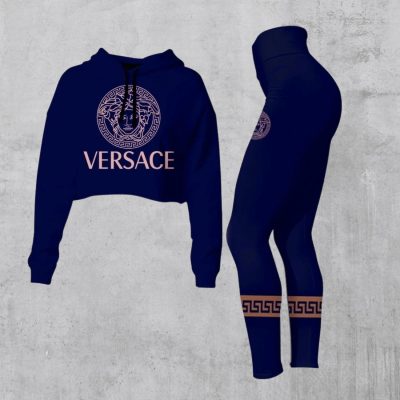 Limited Luxury Womens Hoodie Crop Top and Leggings Set CRF+DDK-TDP1002C49