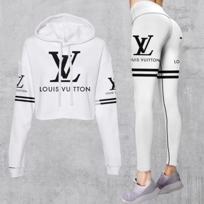 Limited Luxury Womens Hoodie Crop Top and Leggings Set CRF+DDK-TDPC29