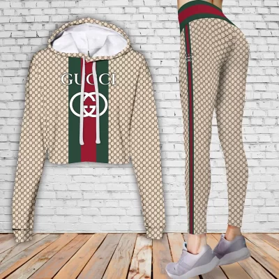 Limited Luxury Womens Hoodie Crop Top and Leggings Set CRF+DDK-TDP1002C6