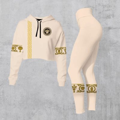 Limited Luxury Womens Hoodie Crop Top and Leggings Set CRF+DDK-TDP1002C53