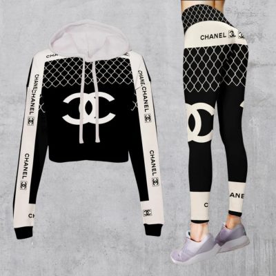 Limited Luxury Womens Hoodie Crop Top and Leggings Set CRF+DDK-TDP1002C46