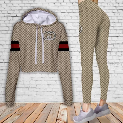 Limited Luxury Womens Hoodie Crop Top and Leggings Set CRF+DDK-TDP1002C7
