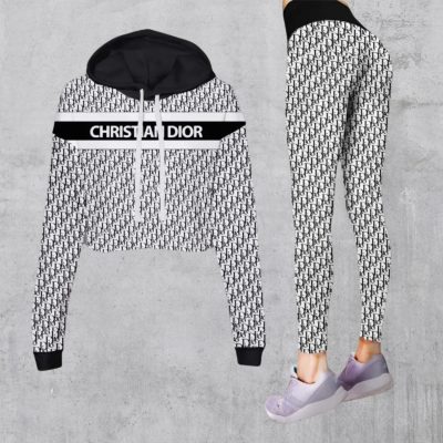 Limited Luxury Womens Hoodie Crop Top and Leggings Set CRF+DDK-TDP1002C39