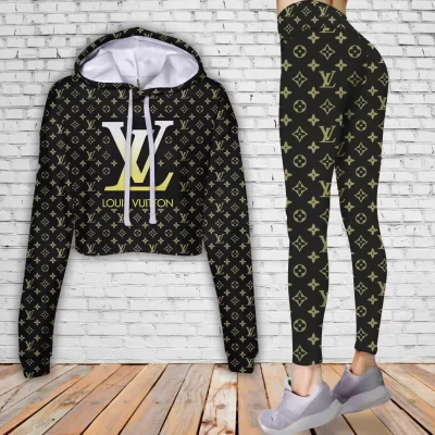 Limited Luxury Womens Hoodie Crop Top and Leggings Set CRF+DDK-TDP1002C13