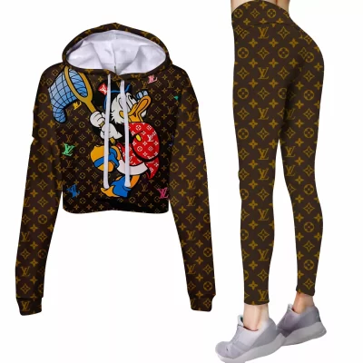 Limited Luxury Womens Hoodie Crop Top and Leggings Set CRF+DDK-TDP1002C19