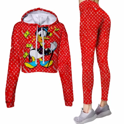 Limited Luxury Womens Hoodie Crop Top and Leggings Set CRF+DDK-TDP1002C20