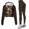 Limited Luxury Womens Hoodie Crop Top and Leggings Set CRF+DDK-TDP1002C22
