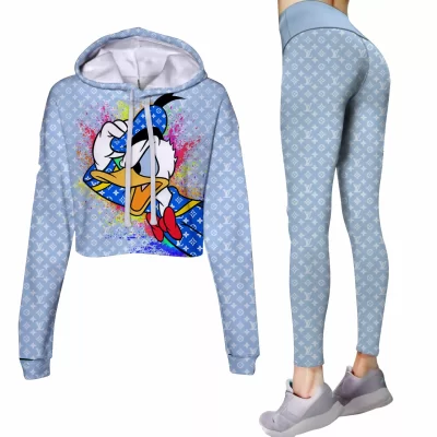 Limited Luxury Womens Hoodie Crop Top and Leggings Set CRF+DDK-TDP1002C23
