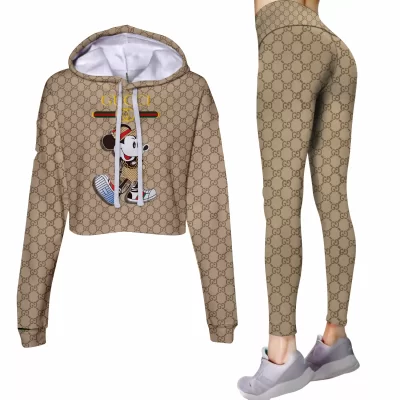 Limited Luxury Womens Hoodie Crop Top and Leggings Set CRF+DDK-TDP1002C25