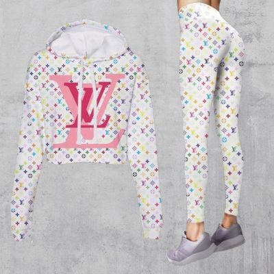 Limited Luxury Womens Hoodie Crop Top and Leggings Set CRF+DDK-TDP1002C44