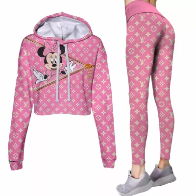 Limited Luxury Womens Hoodie Crop Top and Leggings Set CRF+DDK-TDP1002C26