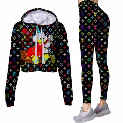 Limited Luxury Womens Hoodie Crop Top and Leggings Set CRF+DDK-TDP1002C27