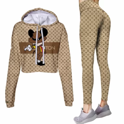 Limited Luxury Womens Hoodie Crop Top and Leggings Set CRF+DDK-TDP1002C56