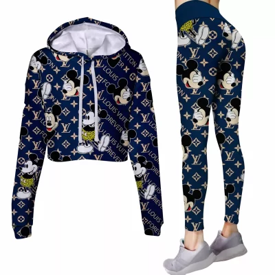 Limited Luxury Womens Hoodie Crop Top and Leggings Set CRF+DDK-TDP1002C58