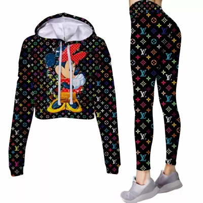 Limited Luxury Womens Hoodie Crop Top and Leggings Set CRF+DDK-TDP1002C59