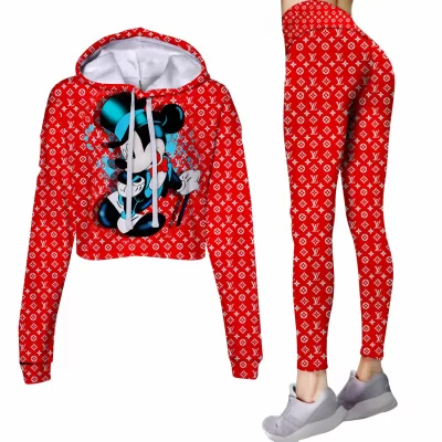 Limited Luxury Womens Hoodie Crop Top and Leggings Set CRF+DDK-TDP1002C60