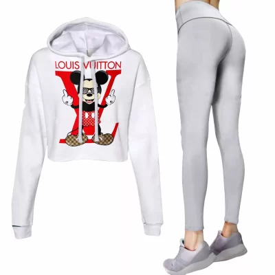 Limited Luxury Womens Hoodie Crop Top and Leggings Set CRF+DDK-TSP1002C61