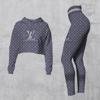 Limited Luxury Womens Hoodie Crop Top and Leggings Set CRF+DDK-TDP1002C50