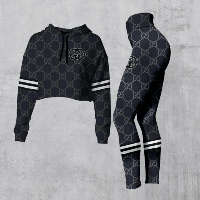 Limited Luxury Womens Hoodie Crop Top and Leggings Set CRF+DDK-TDP1002C54