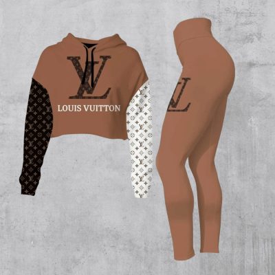 Limited Luxury Womens Hoodie Crop Top and Leggings Set CRF+DDK-TDP1002C55