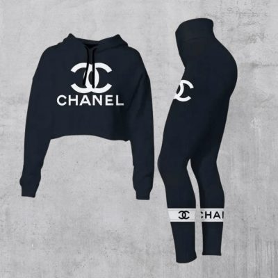 Limited Luxury Womens Hoodie Crop Top and Leggings Set CRF+DDK-TDP1002C38