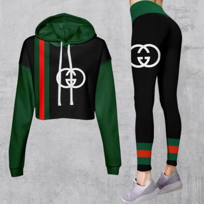 Limited Luxury Womens Hoodie Crop Top and Leggings Set CRF+DDK-TDP1002C48