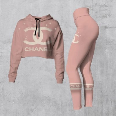 Limited Luxury Womens Hoodie Crop Top and Leggings Set CRF+DDK-TDP1002C64