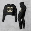 Limited Luxury Womens Hoodie Crop Top and Leggings Set CRF+DDK-TDP1002C70