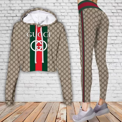 Limited Luxury Womens Hoodie Crop Top and Leggings Set CRF+DDK-TDP1002C5