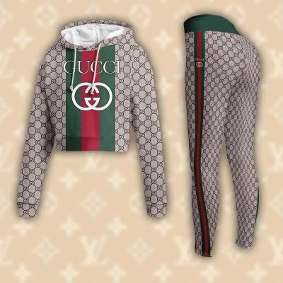 GG Hoodie Croptop and Leggings Luxury Brand Clothing Clothes Outfit For Women – CRF+DDK-TDP1002C4