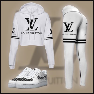 Limited Luxury LV Basic Big Logo Track Cropped Hoodie, Legging And AF1-CRF+DDK+F8-TDPC29