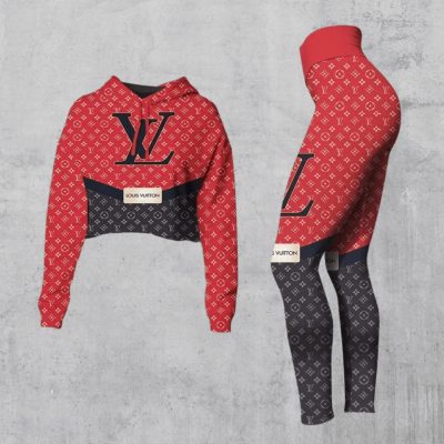 Limited Luxury Womens Hoodie Crop Top and Leggings Set CRF+DDK-TDP1002C30