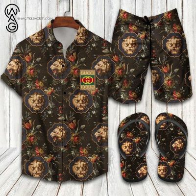 Luxury GG Lion Combo Hawaiian Shirt, Short & Flip Flops SS2026 – LXSTHA012303
