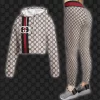 Limited Luxury Womens Hoodie Crop Top and Leggings Set CRF+DDK-TDP1002C01