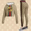 Limited Luxury Womens Hoodie Crop Top and Leggings Set CRF+DDK-TDP1002C2