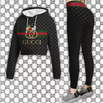 Limited Luxury Womens Hoodie Crop Top and Leggings Set CRF+DDK-TDP1002C18