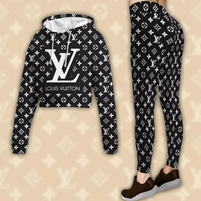 Limited Luxury Womens Hoodie Crop Top and Leggings Set CRF+DDK-TDP1002C12