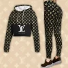 Limited Luxury Womens Hoodie Crop Top and Leggings Set CRF+DDK-TDP1002C17