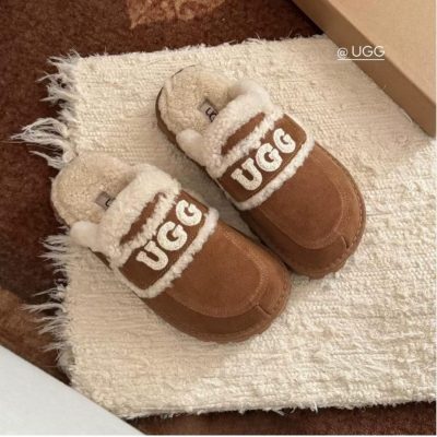 Ugg Violet Shearling Platform Slipper Beige NNL2411070003