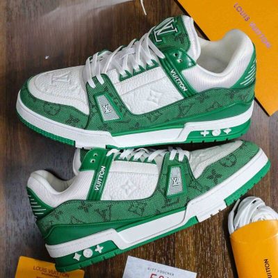 Louis Vuitton Trainers Monogram White Green NNL241107035
