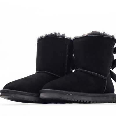 UGG Mini Bailey Bow II Boot Fleece Lined Snow Boots Black NNL241107044