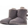 UGG Mini Bailey Bow II Boot Fleece Lined Snow Boots Grey NNL241107045