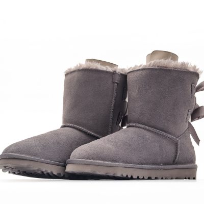 UGG Mini Bailey Bow II Boot Fleece Lined Snow Boots Grey NNL241107045