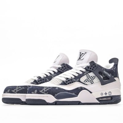 Nike Air Jordan 4 Retro Black White X Louis Vuitton Monogram Denim NNL24111208