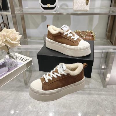 Chanel Brown Suede Wool Lining Sneaker
