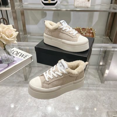 Chanel Ecru Suede Wool Lining Sneaker NNL24112010