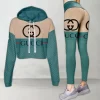 Limited Luxury Womens Hoodie Crop Top and Leggings Set CRF+DDK-TDP1002C36